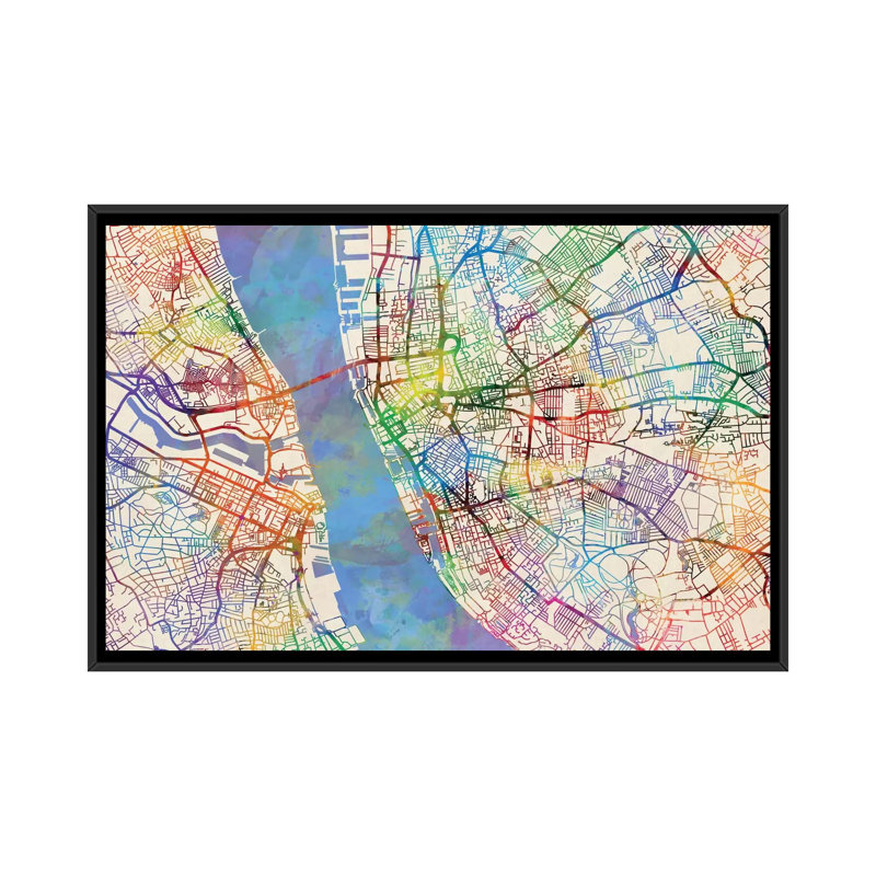 : liverpool, england, royaume-uni, impression sur toile tendue Urban Rainbow Street Map Series, H 18 po x l 26 po x P 1,5 po
