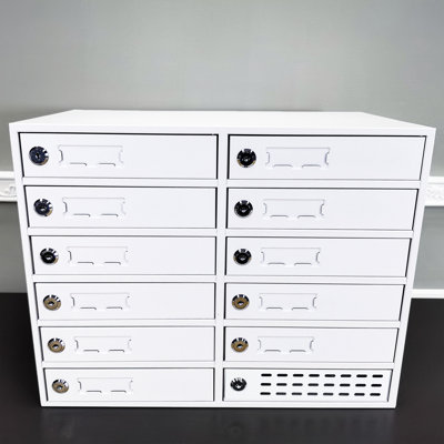 12-Slot (11 Active) Metal Cellphone Locker Cabinet Power Charge Station Compatible with iPad/iPhone