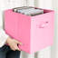  Ensemble de 6 bacs de rangement en tissu avec poignées pliables pour tablettes, rose vif-24793496