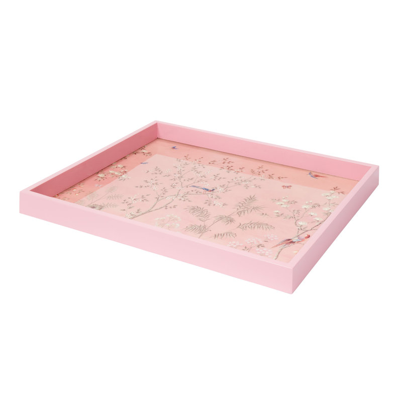 Chinoiserie Tray, 16"Wx14"Dx1.25"H, Pink