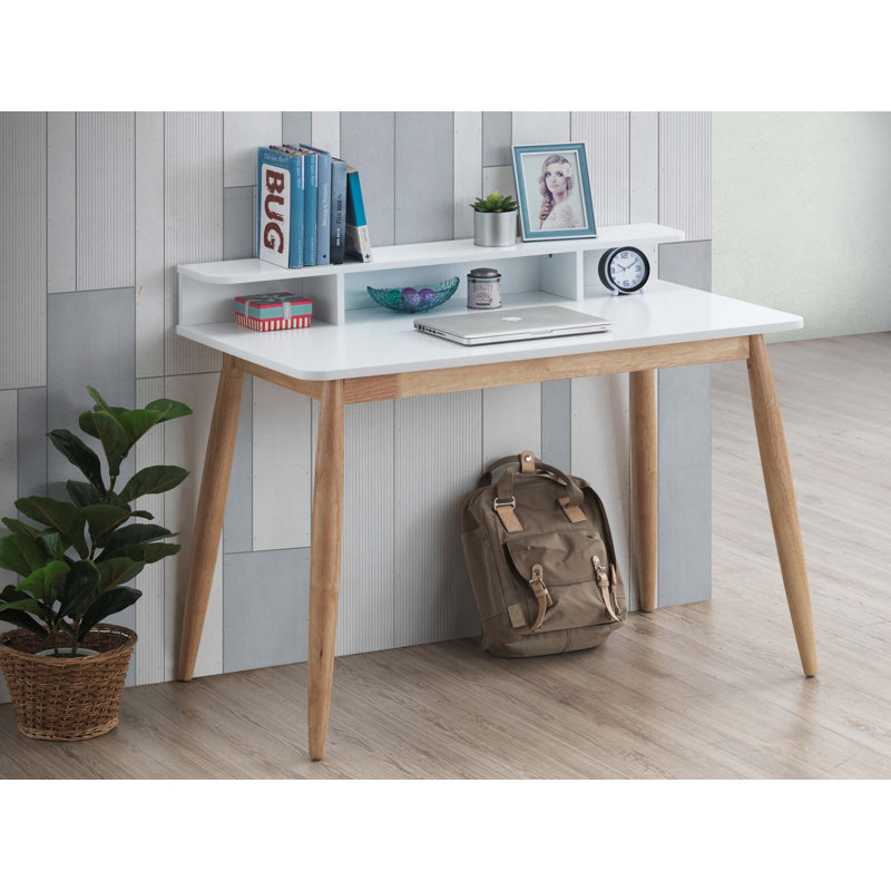 Bureau d'écriture Mid-Century, Blanc/naturel
