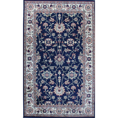 Tapis bleu marine à motif floral Holford