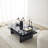Modern Coffee Table with 100% Tempered Glass Top, Sapphire & Transparent Color, 41.3 x 13.8 x 25.6 inches | 100% Melamine Coated Particle Board Frame, 0.71 inches Thick | Stylish & Functional Design for Living Room-1235194710-1217711238-1217711239