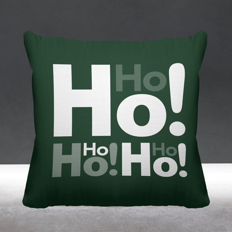 Coussin intérieur / extérieur Hohoho Christmas, L 15 po x H 15 po, Sauge