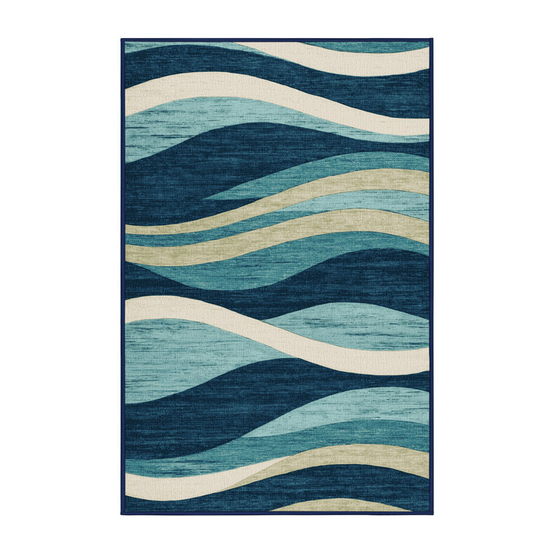  Tapis hawaïen lavable à vagues abstraites, Tapis de couloir 2 pi x 5 pi