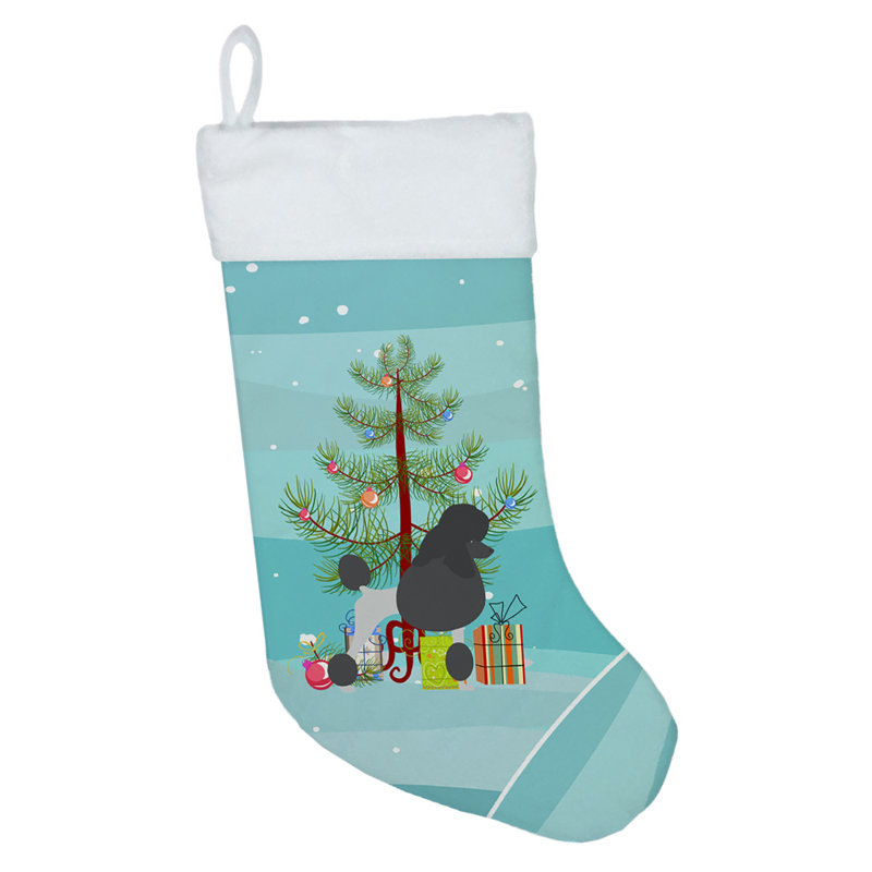 Chaussette de noël joyeux de noël, Caniche noir