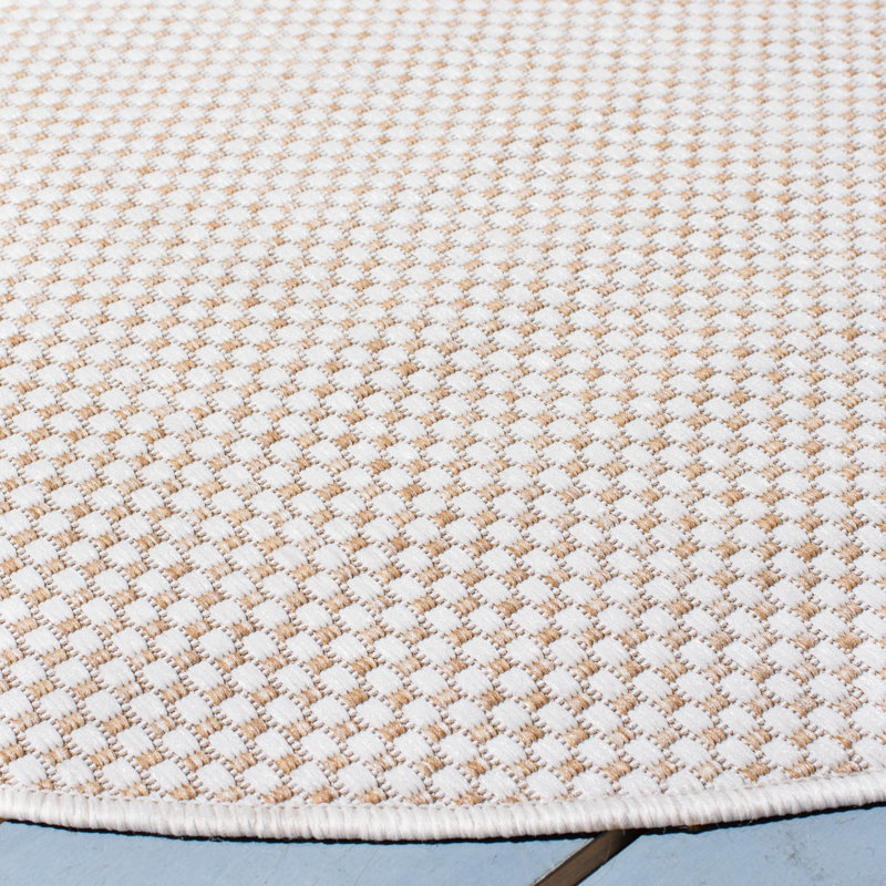 Tapis intérieur / extérieur ivoire Michaelis, Rond 6 pi 7 po