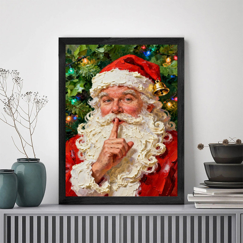 Art mural noir encadré père Noël - impressions fantaisistes encadrées, H 37 po x l 25 po
