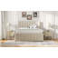 Lit plateforme tapissier double avec lit gigogne simple et 3 tiroirs, tissu en lin-2044452304