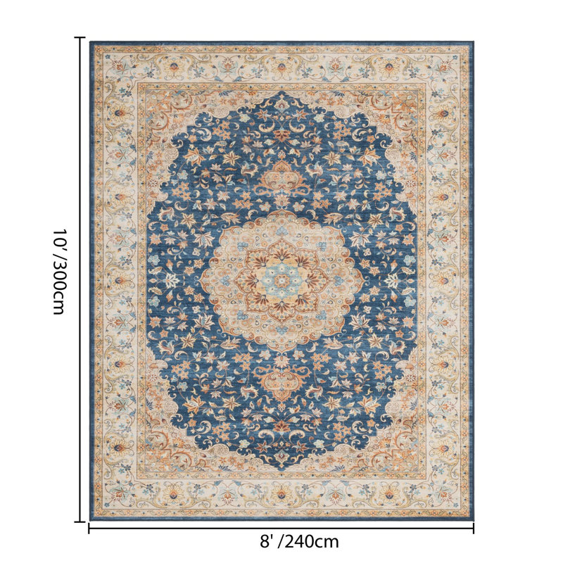 Tapis bleu marine Eaglin, 94 po x 118 po