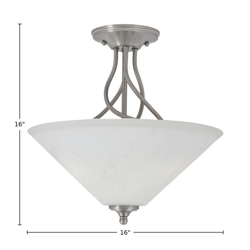 Capri Semi-Flush 3-Bulbs Shown With 16" Glass, Nickel brossé, Blanc