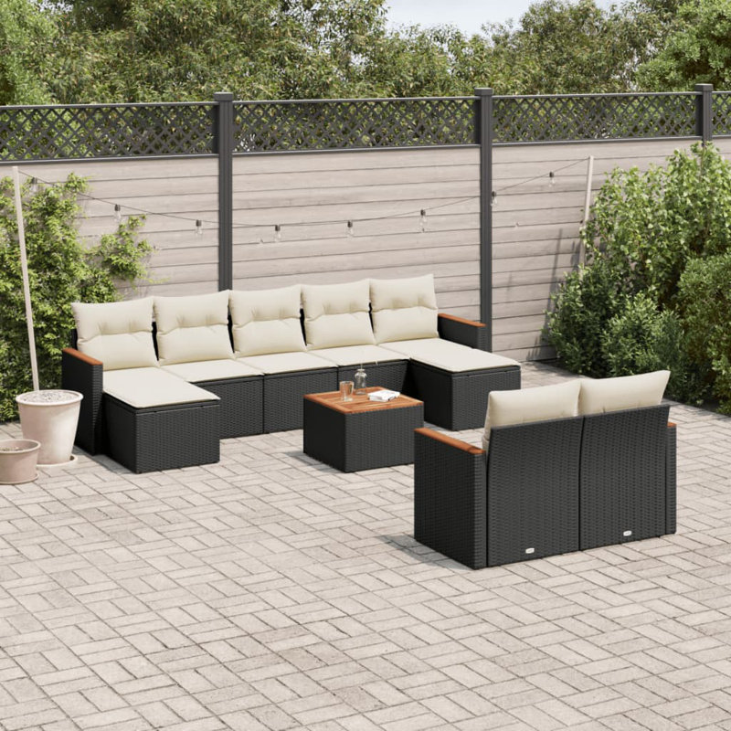 Vidaxl Garden Sofa Set Black, Cream White