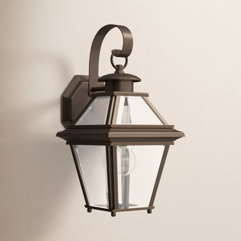 Lanterne murale d'extérieur en verre 12,88 po Calais, Bronze antique