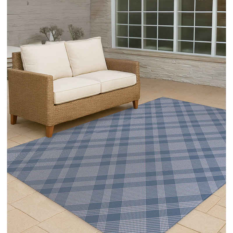 Tapis d'extérieur antidérapant Lily Tartan, Rectangulaire 2 pi x 3 pi