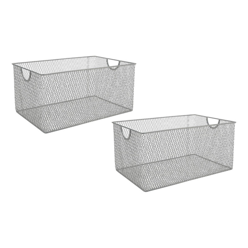 Panier en métal, H 6 po x l 12 po x P 8 po, Argent