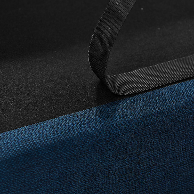 Lit confortable surdimensionné en lin bleu foncé, lit rectangulaire surdimensionné avec accoudoirs, pieds courts pour faciliter le déplacement et le confort