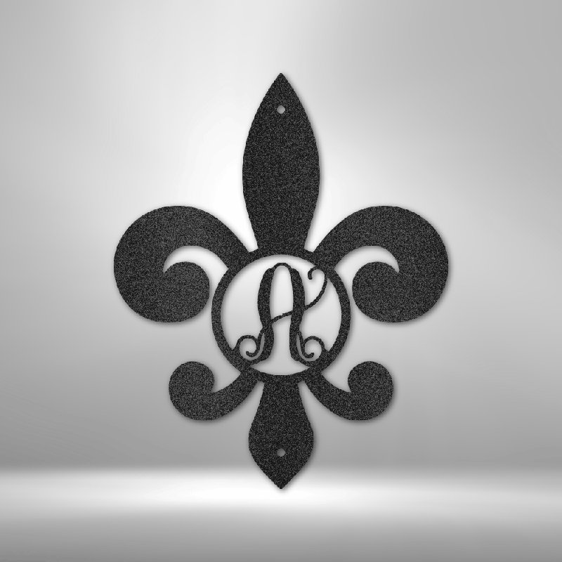 Décoration murale en acier personnalisée "Fleur De Lis", H 28,75 po x l 29,5 po x P 0,5 po, Yes, Noir