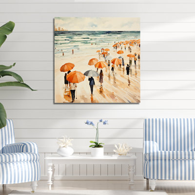 «Umbrella Beach Day Tranquitt I - Beach People», art mural