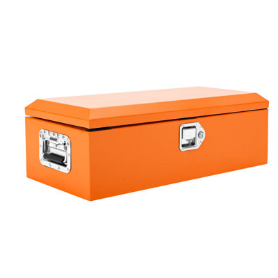 Diamond Plate Steel Truck Toolbox - Heavy Duty, Lock & Side Handles, Secure Storage Chest for Pickup, Truck Bed, RV, Trailer (30x13x9.6 Inch, Powder-Coated Orange)