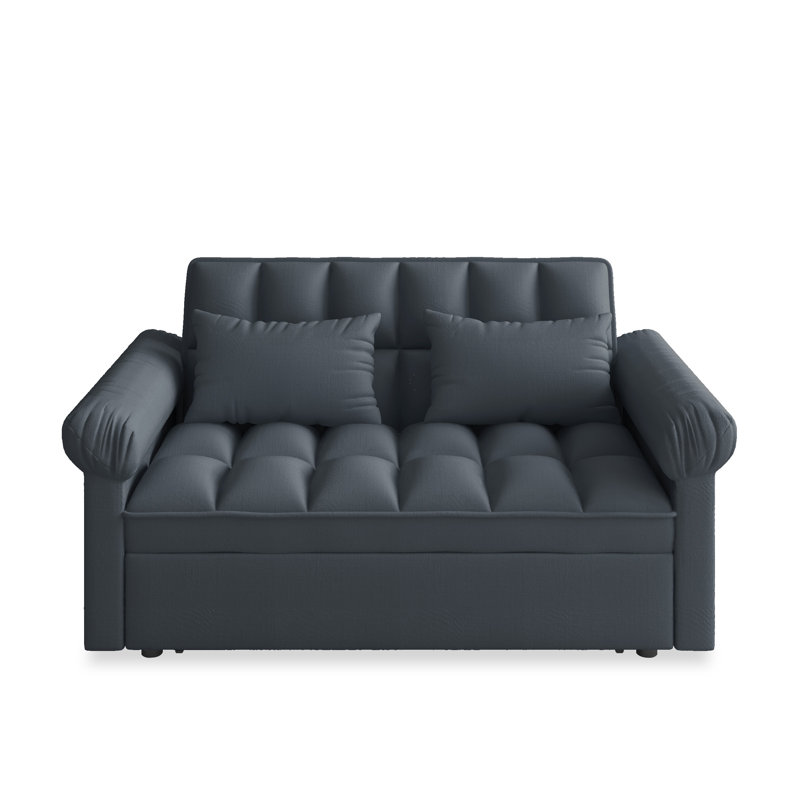 Canapé-lit gris foncé avec canapé-lit et dossier ajustable - canapé convertible compact moderne pour les petits espaces