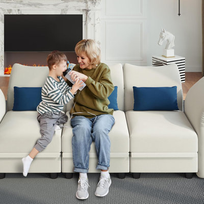 Canapé et méridienne modulaire en velours de 130 po Harlaii