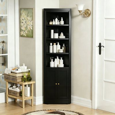 Armoire de rangement d'angle avec tablettes réglables et ensemble anti-basculement