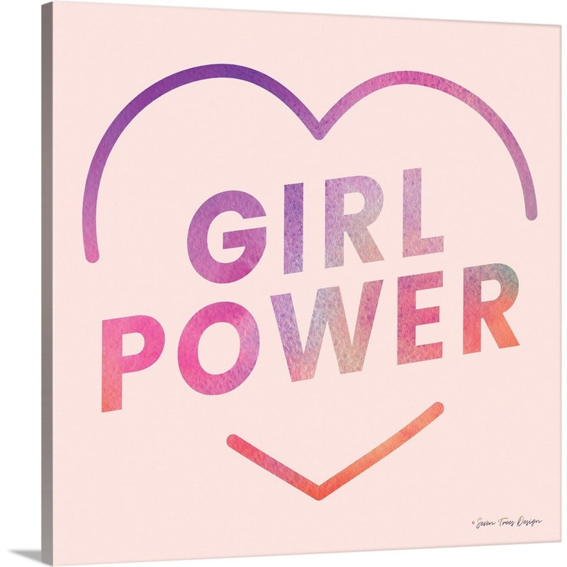 Art textuel sur toile, "Girl Power III" par Seven, Toile tendue, H 36 po x l 36 po x P 1,25 po