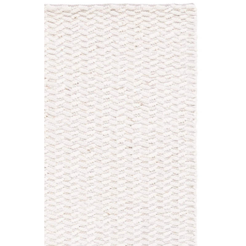 Carlota Natural Fiber Hand Loomed Jute/Wool/Cotton Solid Color Rug in Bleach/Ivory, Rectangle 8' x 10'