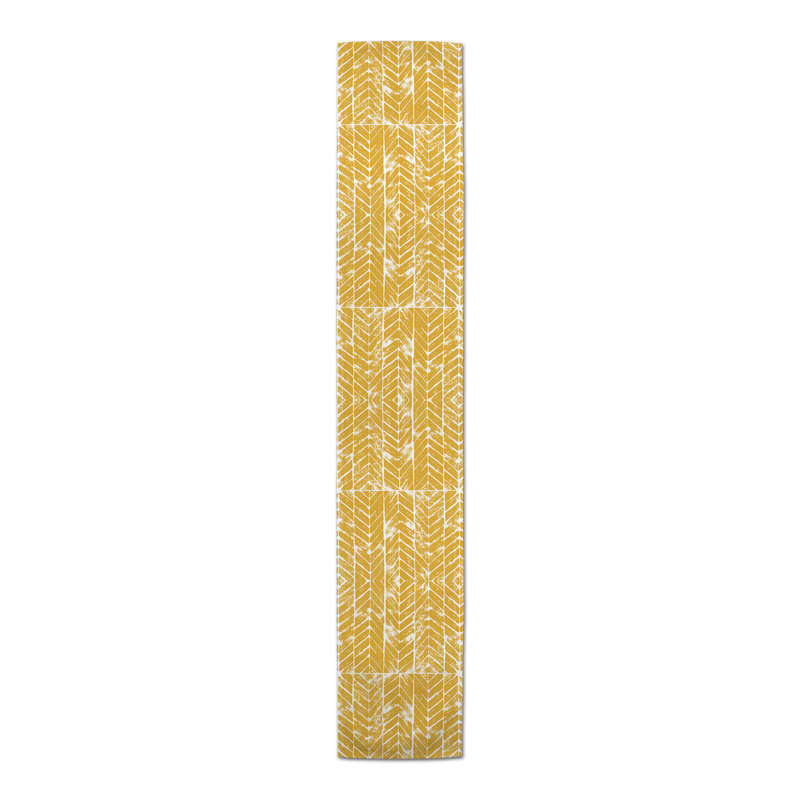 Fonville Chevron Table Runner, 90" x 16", Yellow