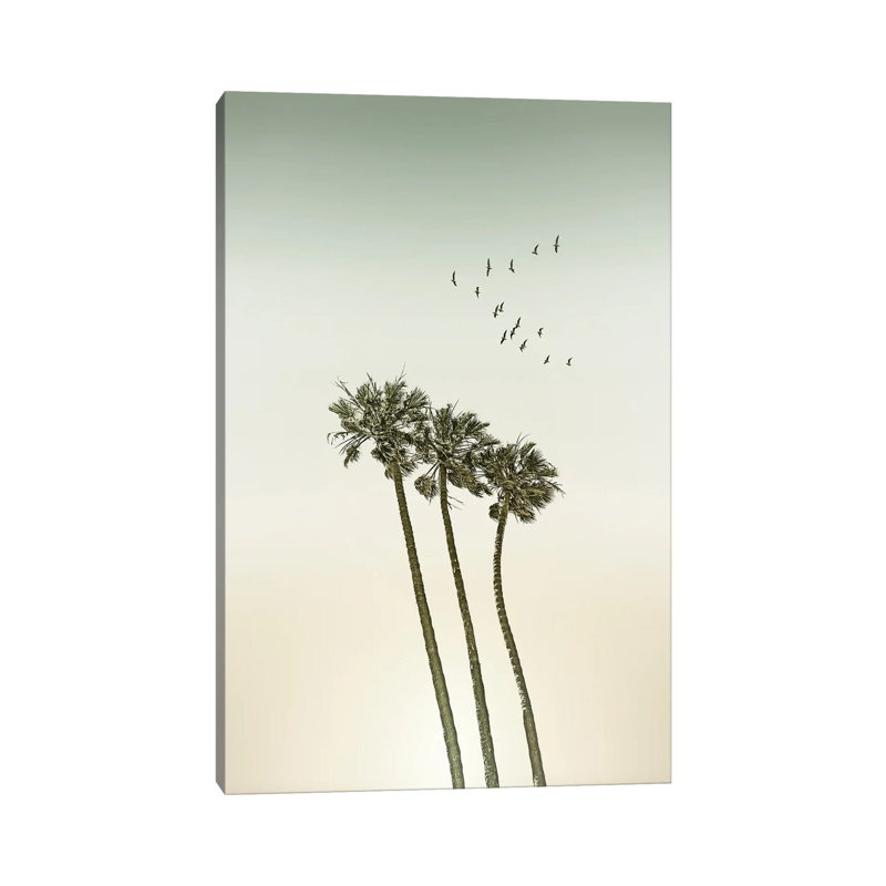 Palm Trees & Sunset | Vintage by Melanie Viola - Wrapped Canvas Print, 20.32 cm H x 30.48 cm W