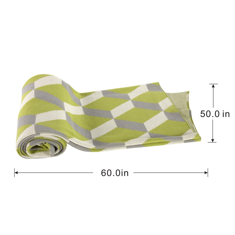 Knitted Throw Blanket, Green