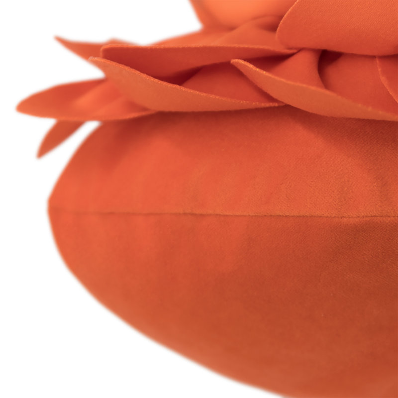 Coussin décoratif décoratif avec coussin décoratif fait à la main fleur 3D avec insert pour décoration intérieure, Orange