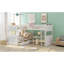 Lit simple superposé avec lit mezzanine attaché, avec deux tiroirs, blanc-129523333