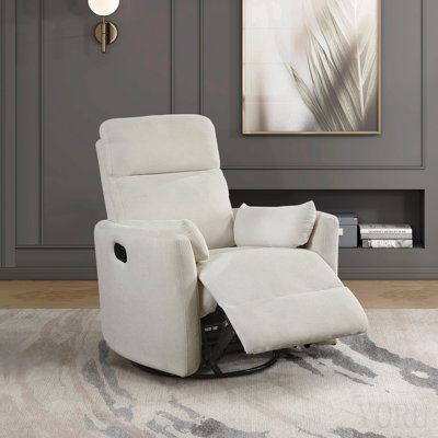 Fauteuil inclinable pivotant Luxueux Comfort, revêtement en microfibre beige, meuble de salon, 1 pièce, mouvement de bascule et d'inclinaison