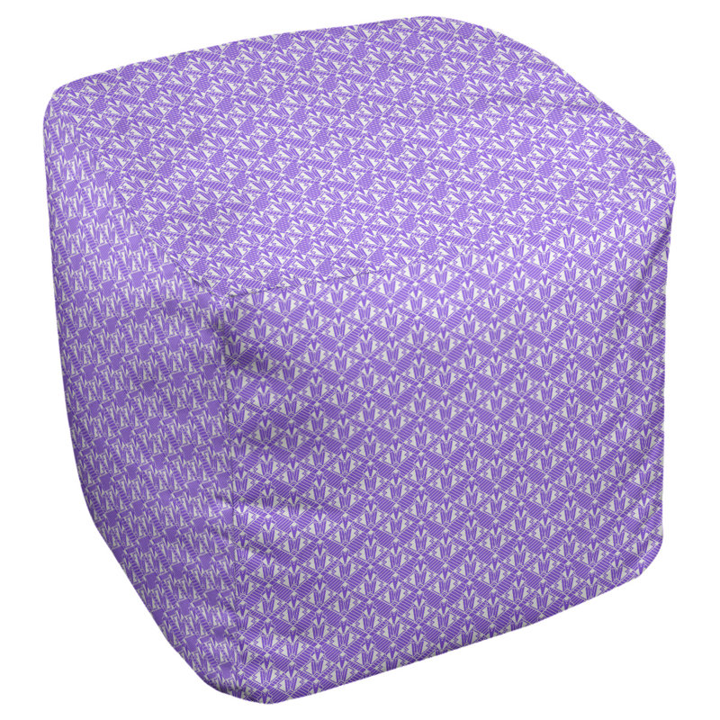 Repose-pieds cubique dégradé art déco Avicia, H 19,5 po x L 117 po x P 20 po, Mauve / blanc