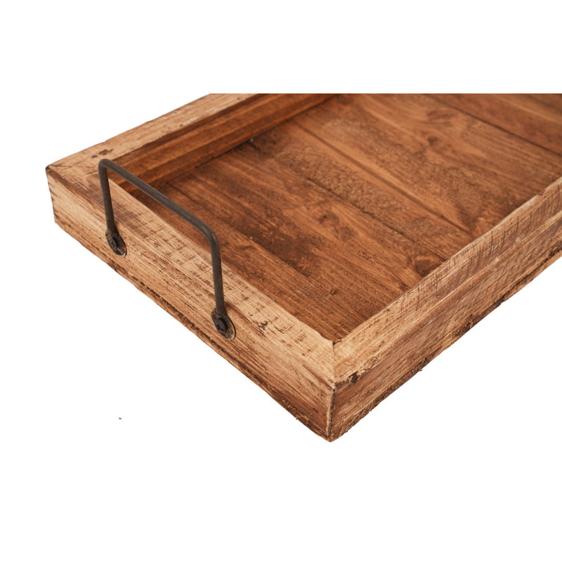 Hudson Wooden Rectangular Serving Tray-antiqued White, Brown/Beige