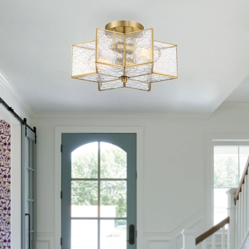 Aireen 2 - Light 41cm Unique/Statement Star Semi Flush Mount Light, Brass Dust