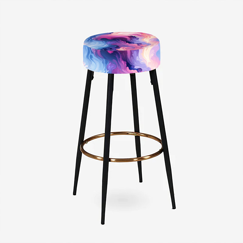 Ensemble de 2 tabourets de bar abstraits mauve et rose Ikat Mirage Harmony
