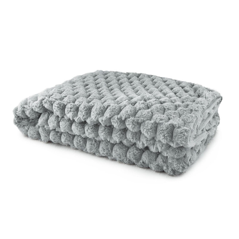 Woodby Hand Woven Throw Blanket, 140 W x 180cm L, Silver