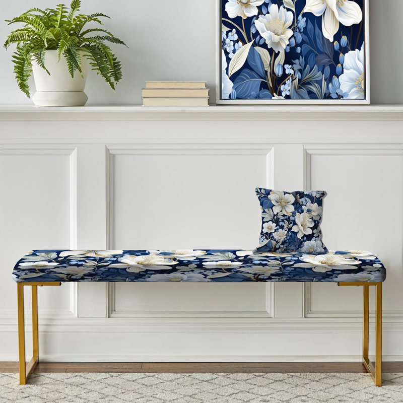 Banc Icy Blue Snowy White Flowers Scenery I - Floral