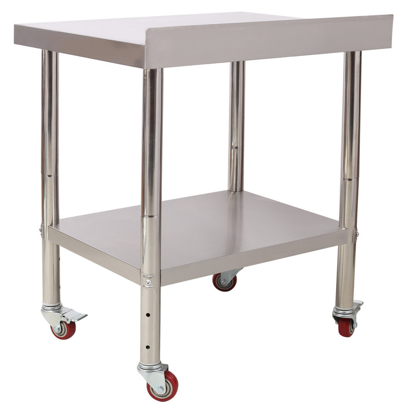 Table de préparation en acier inoxydable, 30 po x 24 po x 35,5 po, capacité de charge de 440 lb avec tablette inférieure