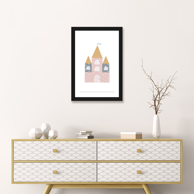 Décoration murale château pour enfants, Papier encadré noir, H 32 po x l 24 po x P 1 po