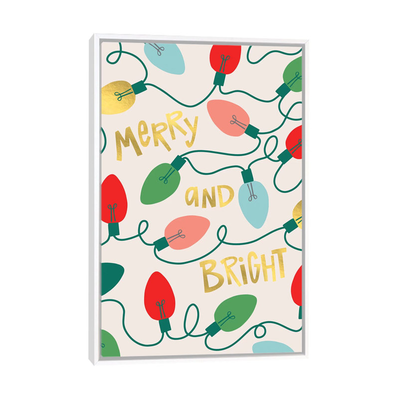 «Merry and Bright I» par Caroline Alfreds - impression d'art graphique, H 40 po x l 26 po x P 1,5 po, Toile blanche encadrée