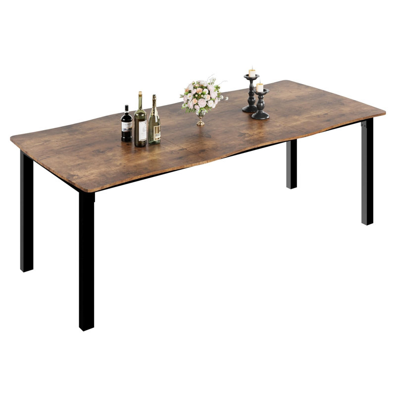 79 Inches Dining Table for 6-8, Kitchen Table with Iron Legs, Waterproof Scratch-Resistant , 300Lbs Capacity, Retro Brown