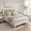 Structure de lit plateforme avec tête de lit en rotin, conception en osier de style bord de mer bohème, aucun sommier requis, support de lattes en bois-133046449-133046447