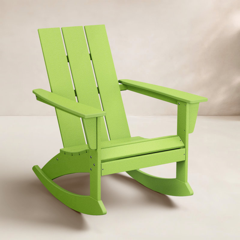 POLYWOOD Modern Adirondack Rocking Chair, Lime
