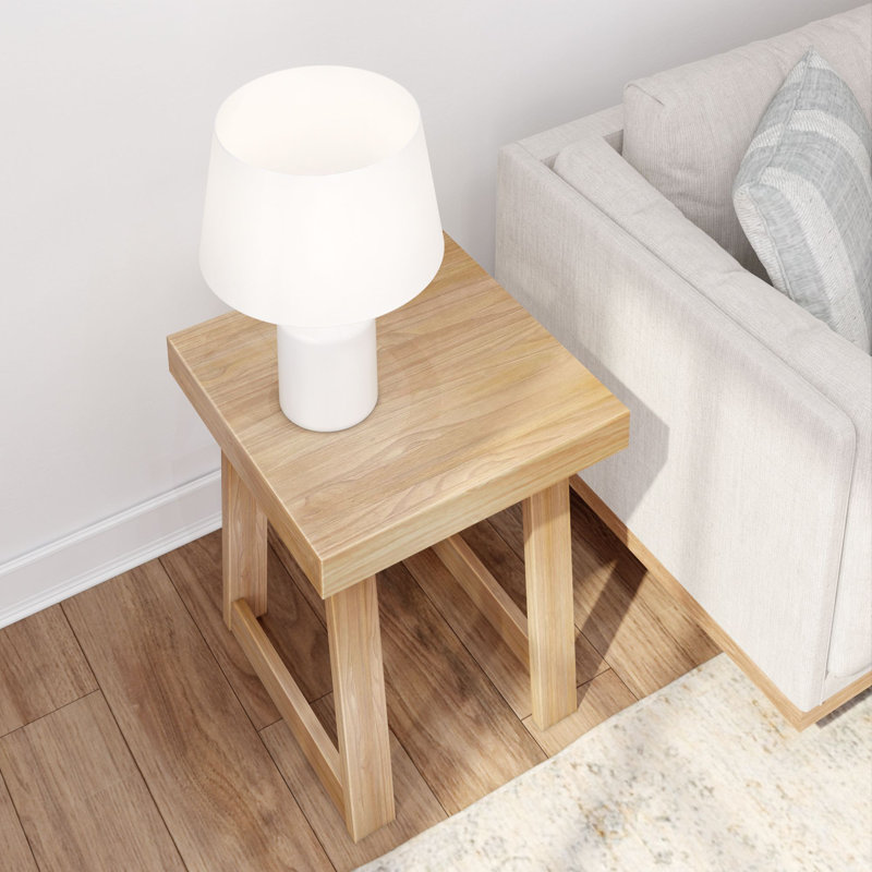 Hendrik Solid Wood End Table, Blonde Wirebrush