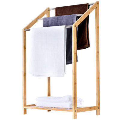 Wood 3 Freestanding Towel Rack