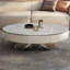 Table basse ovale en acier inoxydable et bois fritté noir crème-1691612773