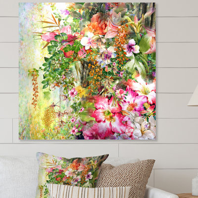 «Vintage Spring Garden Flowers», reproduction d'art sur toile encadrée